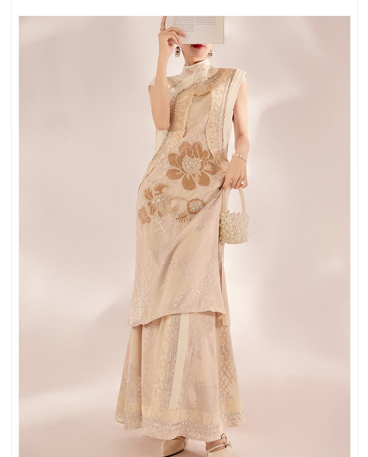 Michelle Captivating Embroidery Qipao Cheongsam Two Piece