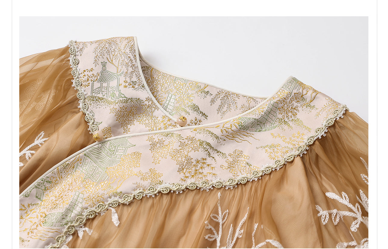 Amina Charming Embroidery Qipao Cheongsam Two Piece