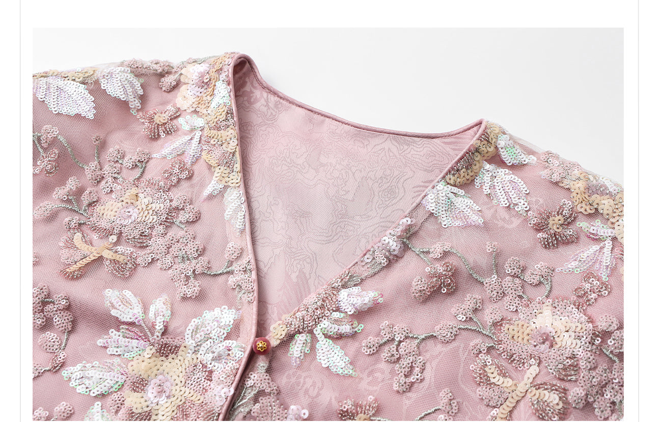 Evelynn Cute Embroidery Qipao Cheongsam Two Piece