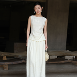 Paulina 2-Piece Fog White Jacquard Cheongsam Top