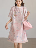 Penelope Pink Embroidered Cheongsam Dress