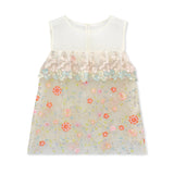 Interlude 2-Piece Embroidered Vest Champagne Skirt Cheongsam Set