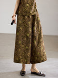 Celeste 2-Piece Yellow Coffee Jacquard Top Cheongsam