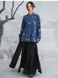 Romina Blue Loose Fit Chinese Style Shirt Cheongsam