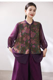 Oliviana Flower Purple Lace Cheongsam Top