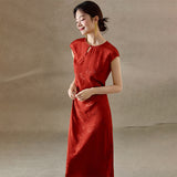 Rayna Red Floral Jacquard Cheongsam Dress