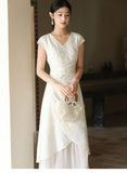 Naya Frost Apricot Embroidered Cheongsam Dress