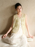 Primrose Mist Yellow Silk Cheongsam Vest