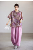 Crescendo Light Taro Purple Wide-Leg Casual Pants Cheongsam