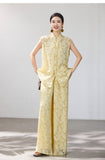 Elisabetta Light Yellow Floral Cheongsam Top