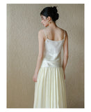 Damask White Satin Cheongsam Top