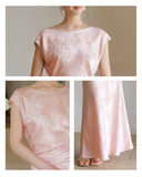 Lavender 2-Piece Light Pink Jacquard Cheongsam Set