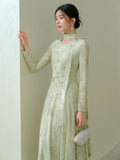Yasira Willow Embroidered Long Cheongsam Dress