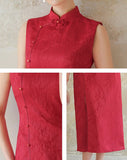 Olympia Cheongsam Red Jacquard Dress