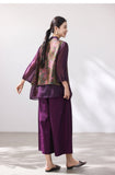 Oliviana Flower Purple Lace Cheongsam Top