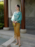 Marley Elegant Embroidery Qipao Cheongsam Two Piece