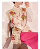 Talia Blooming Embroidery Qipao Cheongsam Three Piece