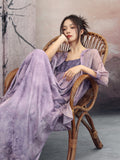 Poppy Light Tulle Purple Cheongsam Dress