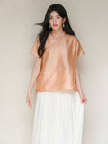 Yvette Peach Orange Silk Cheongsam Top
