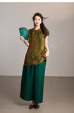 Serenade Navy Dark Green Cheongsam Top
