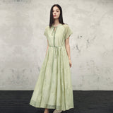 Castle Olive Green Embroidered Cheongsam Dress