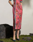 Celebrated Red Jacquard High-Slit Cheongsam