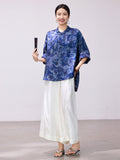 Purity Blue Print Jacquard Cheongsam Top