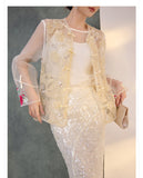 Silk Sutton Dazzling Embroidery Qipao Cheongsam Two Piece