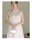Vivian Peony Pink Jacquard Silk Cheongsam Dress