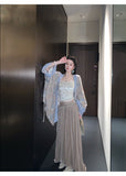 Xiomara Lavish Embroidered Lace Cheongsam Qipao Two-Piece Set