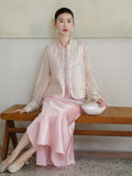 Lilac Light Mist Pink Beaded Cheongsam Vest