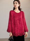 Nita Burgundy Jacquard Cheongsam Top