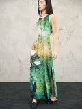 Valencia Print Vintage High-Slit Cheongsam Dress