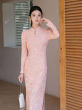 Allegro Yanshu Pink Slim-Fit Cheongsam Dress