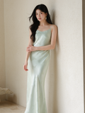 Glow Water Dot Blue Slim Fit Cheongsam Dress