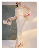 Silk Sutton Dazzling Embroidery Qipao Cheongsam Two Piece