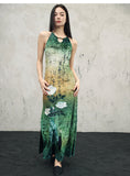 Valencia Print Vintage High-Slit Cheongsam Dress