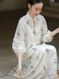 Isabella Taro Purple Embroidered Cheongsam Dress