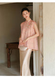 Pearl Light Pink Embroidered Cheongsam Top