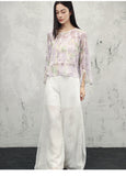 Cecilia Purple Chiffon Gradient Cheongsam Top
