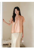 Yvette Peach Orange Silk Cheongsam Top
