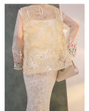 Silk Sutton Dazzling Embroidery Qipao Cheongsam Two Piece