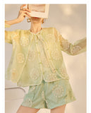 Silk Chrysanthemum Glamorous Embroidery Qipao Cheongsam Three Piece