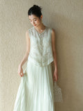 Felicia 2-Piece Silk Embroidered Cheongsam Vest