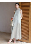 Rhapsody Gray Jacquard Cheongsam Dress