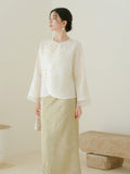 Marcella Honed Jacquard Cheongsam Blouse Gold Woven Qipao