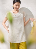 Lilac Beige Embroidered Cheongsam Top
