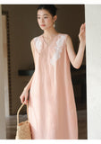 Lady Lotus Pink Lace Embroidered Cheongsam