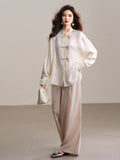 Glow Off White Jacquard Cheongsam Top