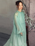 Moonlight Gradient Green Chiffon Cheongsam Dress